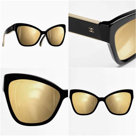 chanel prestige cat eye sunglasses yellow gold 18k|CHANEL .